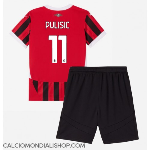 Maglie da calcio AC Milan Christian Pulisic #11 Prima Maglia Bambino 2024-25 Manica Corta (+ Pantaloni corti)